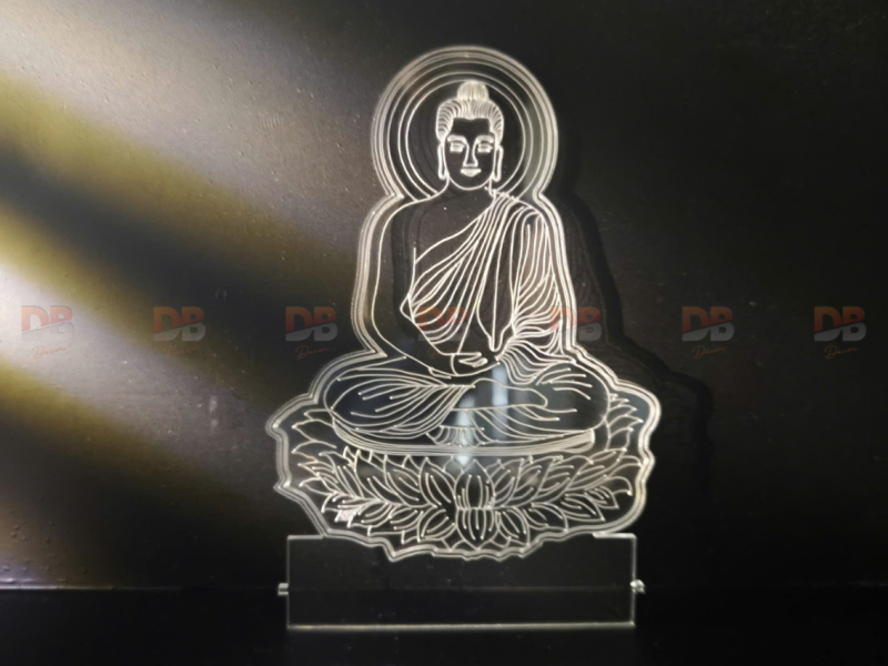 Đèn Tượng Phật Thích Ca – Khắc laser trên mica trong, đế LED USB
