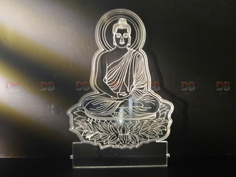 Đèn Tượng Phật Thích Ca – Khắc laser trên mica trong, đế LED USB