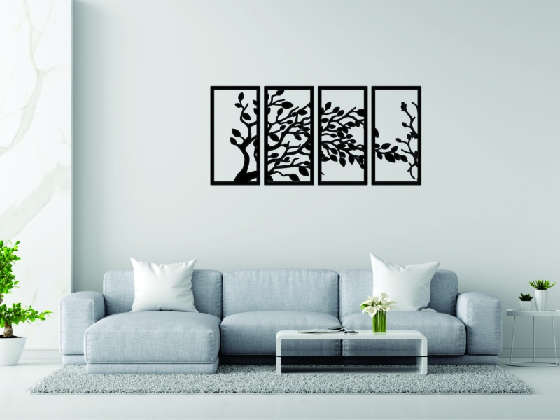 Trang trang trí phòng hình cây lá (4 bức) TTT06