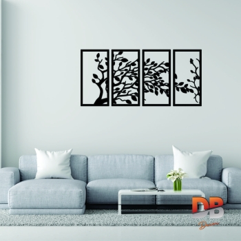 Trang trang trí phòng hình cây lá (4 bức) TTT06